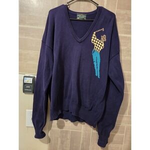 Lord Jeff Golf Sweater Mens Size XL Blue The Better Sweater 100% Cotton Vtg